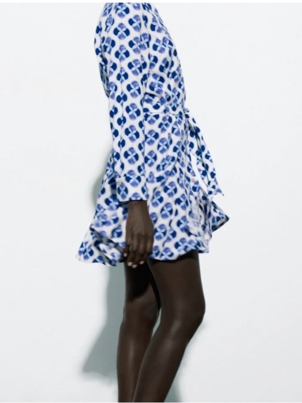 Zara Linen Geometric Flattering Shirt Dress Tie Waist Size M MSRP $110 NWOT - Picture 3 of 8